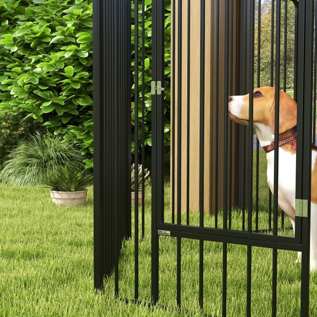 PawHut Fence για μεγάλα σκυλιά με 6 αρθρωτά χαλύβδινα πάνελ, 164x83x100 cm, μαύρο D06-203V00BK