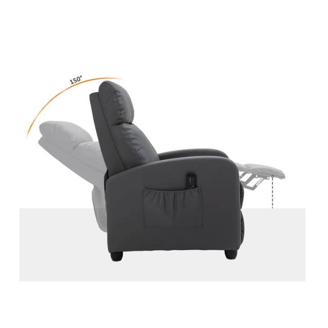 Ανακλινόμενη Πολυθρόνα Μασάζ 68 x 88 x 98 cm HOMCOM 700-143V90GY
