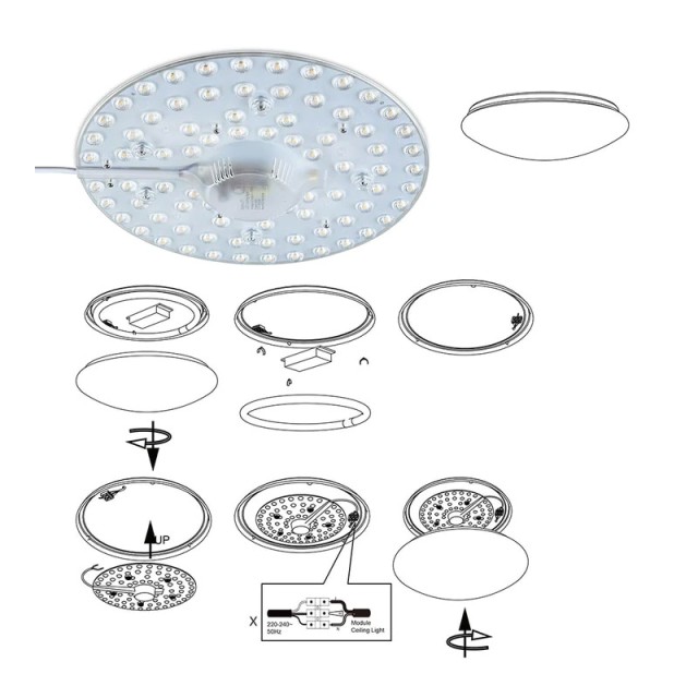 Ανταλλακτική Μαγνητική Πλακέτα LED Neon για Φωτιστικό Οροφής Λευκό 3600 Lm 40 W Bakaji 02834445