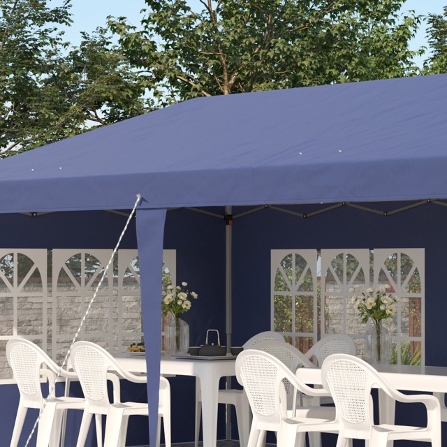 Outsunny Garden Gazebo 6x3 m ρυθμιζόμενο ύψος με αφαιρούμενους τοίχους, σε ατσάλι και πολυεστέρα, μπλε 84C-431V00BU