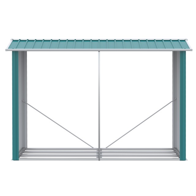 Outsunny Woodshed με γαλβανισμένη ατσάλινη κατασκευή και υπερυψωμένη βάση, 240x 86x160cm, πράσινο 845-835V00GN