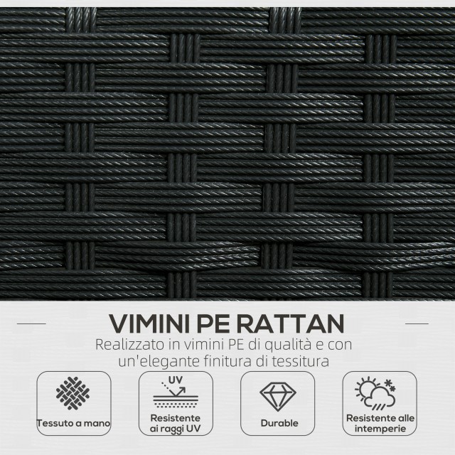 Outsunny Σετ κήπου 4 τεμαχίων Rattan με 2 καρέκλες, 2θέσια πολυθρόν...