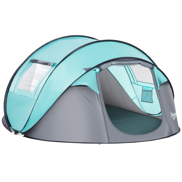 Σκηνή Κάμπινγκ 4 ατόμων Dome, Automatic Pop-Up Igloo Tent, 286x209x122cm, Γαλάζιο A20-261