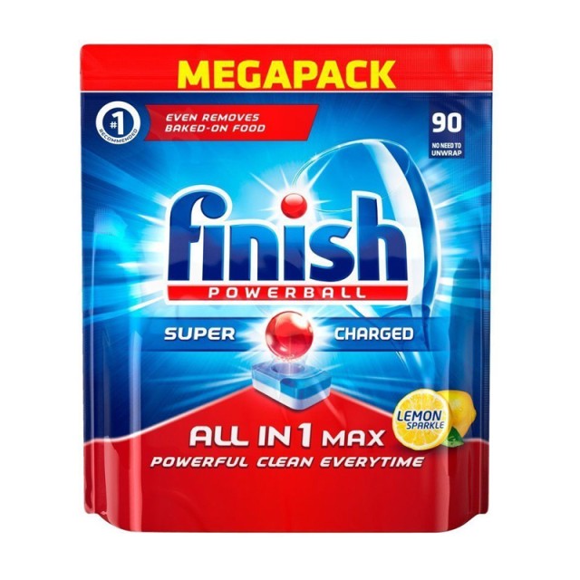 Απορρυπαντικό Πλυντηρίου Πιάτων Finish All In 1 Max Λεμόνι 90 Ταμπλέτες Finish-AllinoneL-90