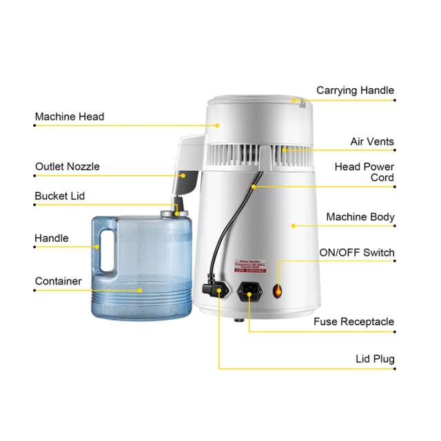 Αποστακτήρας Νερού 1.3 Lt/H με Δοχείο 4 Lt 750 W VEVOR HR-1ZLSJ0000...