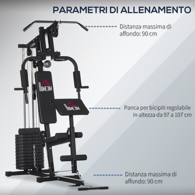 HOMCOM Fitness Station με γεμισμένο κάθισμα και πλάτη, σε ατσάλι κα...