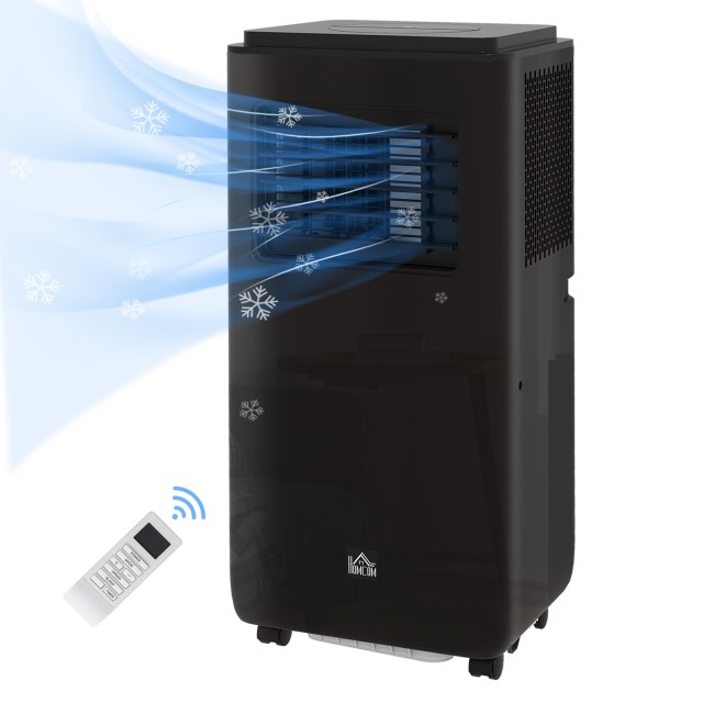 HOMCOM Φορητό Κλιματιστικό 950W με 5 Λειτουργίες και 3 Ταχύτητες, σε ABS Πλαστικό και Ατσάλι, 33x28x70,4 cm, Μαύρο 823-058V92BK