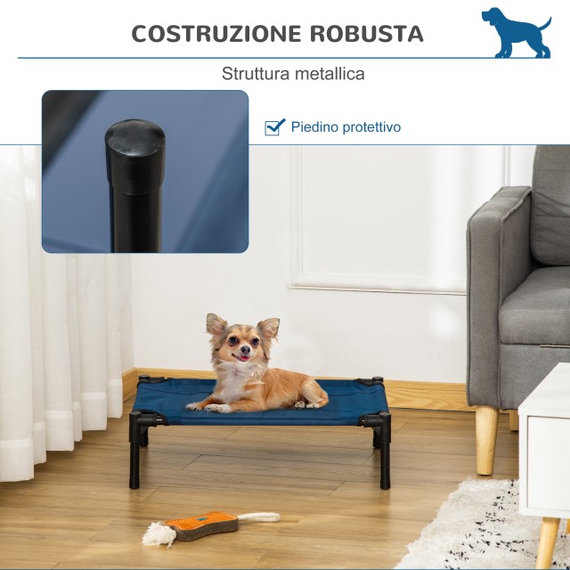 Κρεβάτι PawHut Raised Dog με αναπνεύσιμο κάθισμα, από ατσάλι και ύφασμα, 61x46x18 cm, καφέ και μαύρο D04-067DB