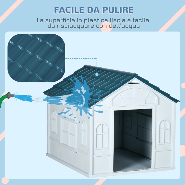 PawHut Kennel για μεσαίους και μεγάλους σκύλους μέγιστο 30kg σε αδιάβροχο PP, 84,2x98,2x82cm, μπλε D02-125V01BU
