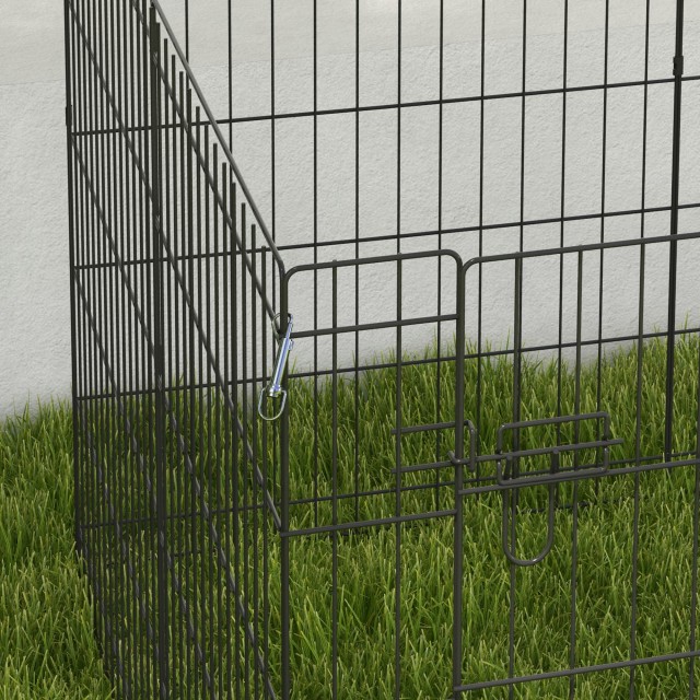 PawHut Fence για σκύλους και κουτάβια, παρκοκρέβατο για κατοικίδια 8 τεμαχίων σε σύρμα, 76 x 61 cm μαύρο D06-020V01BK
