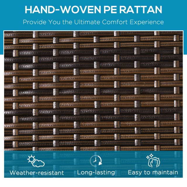 Outsunny Σετ 2 Ξαπλώστρες PE Rattan με μαξιλάρι και πλάτη 5 ξαπλώστρες, 196x60x22 cm 862-019V00BN