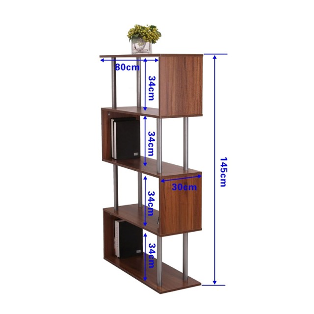 Ασύμμετρη Ξύλινη Βιβλιοθήκη με 5 Ράφια 80 x 30 x 145 cm HOMCOM 831-014