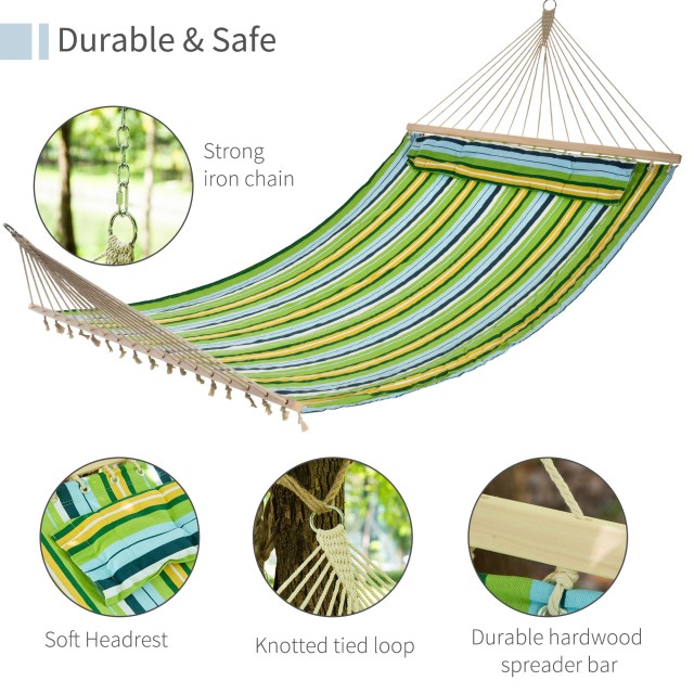 Outsunny Garden αιώρα για 1-2 άτομα μέγιστο βάρος 150 κιλά εσωτερικού και εξωτερικού χώρου με αφαιρούμενο μαξιλάρι 400x140 cm 100110-074BG