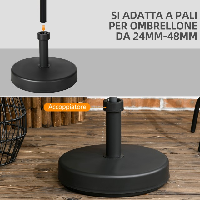 Outsunny Garden Base Parasol PP Plastic Max 18kg Βάρος, Ø45x33cm, Μ...