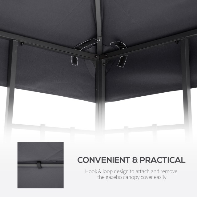 Outsunny ανταλλακτική οροφή για Gazebo 3x3m με 2 επίπεδα και ανθεκτική στην υπεριώδη ακτινοβολία, σκούρο γκρι 84C-041CG