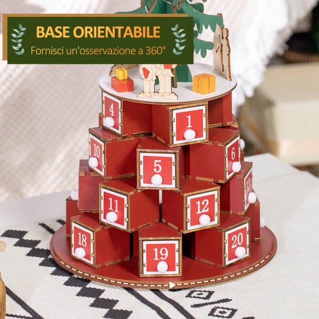 Christmas Cone Advent Calendar με 10 Φωτάκια LED 22 x 22 x 35 cm HOMCOM 830-520V00MX