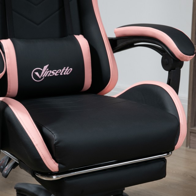Καρέκλα παιχνιδιών Vinsetto Pink and Black με ρυθμιζόμενο ύψος και ανακλινόμενη πλάτη, 65x65x121-129 cm 921-618V00BK