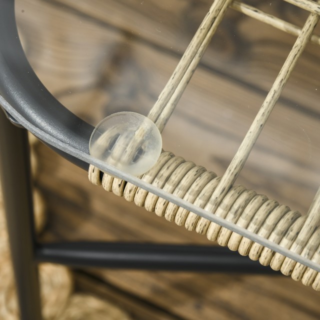 Outsunny Garden Lounge σε PE Rattan με καναπέ και 2 πολυθρόνες με μαξιλάρια, γυάλινο τραπεζάκι σαλονιού, κίτρινο 860-286V02YL