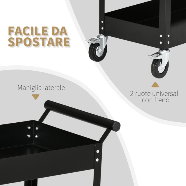 Ατσάλινο Τρόλεϊ Εργαλείων με 2 Ράφια 84.5 x 38 x 84 cm DURHAND B20-...