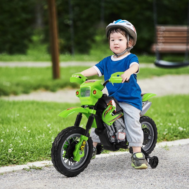 HomCom Electric Motocross ποδήλατο για παιδιά με ρόδες, πράσινο 301-043GN