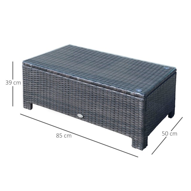 Τραπεζάκι Outsunny Outdoor Garden 5mm από σκληρυμένο γυαλί τοπ σε μπαστούνι, καφέ, 85x50x39cm 01-0721
