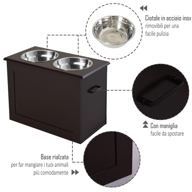 PawHut Raised Dog Bowl Hold with 2 Bowls Φ24cm από ανοξείδωτο ατσάλι D08-021CF