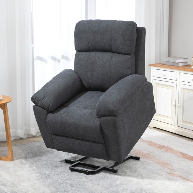 HOMCOM Lift Chair ανακλινόμενη έως 135° με 8 σημεία μασάζ, τηλεχειριστήριο και υποπόδιο 85x94,5x103 cm, Γκρι 713-097