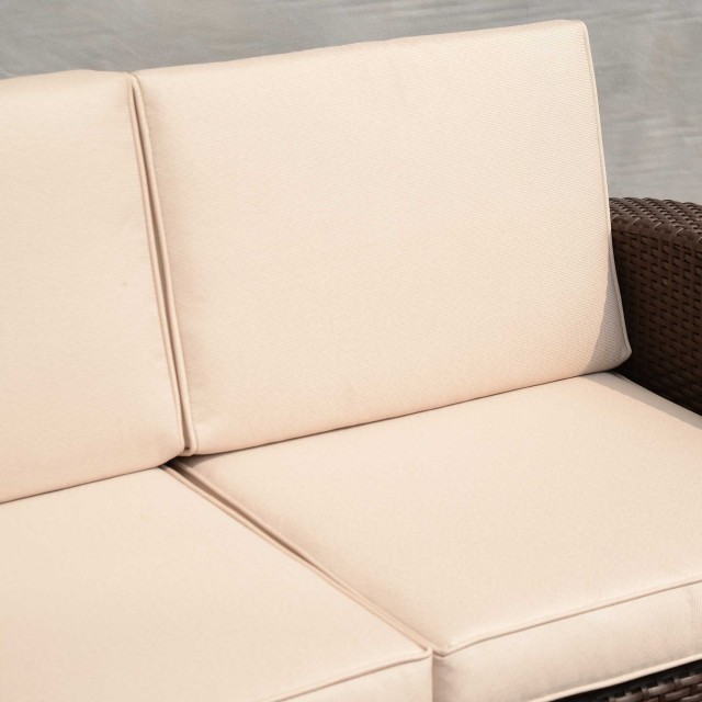 Outsunny 3θέσιος καναπές εξωτερικού χώρου σε PE Rattan με μαξιλάρια, καφέ, 199x71x75cm 84B-160