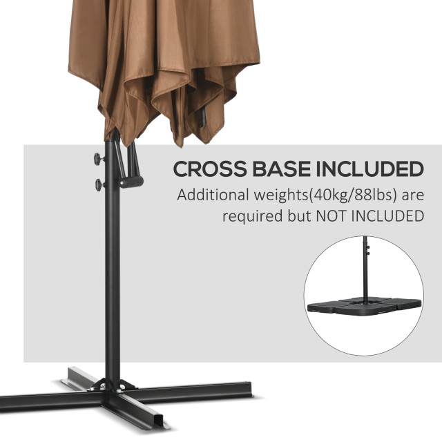 Outsunny Metal and Polyester Garden Parasol 6 Ribs with Cross Base, Ø295x245 cm, Καφέ 84D-237V00CF