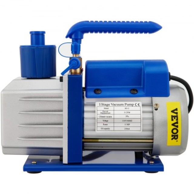 VEVOR Κιτ Θαλάμου Κενού με Αντλία 5 Γαλ 5CFM 1/3HP Μονού Σταδίου  S12HP5CFM110VBGFDV2