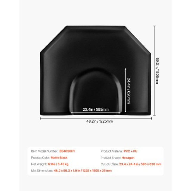 VEVOR Εξάγωνο Στρώμα Κομμωτηρίου 1225 x 1505 mm 25mm Πάχος SLDLJD1I...