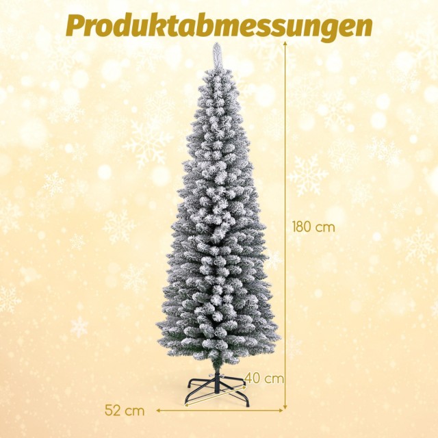 Costway Τεχνητό Χριστουγεννιάτικο Δέντρο Μολύβι 180 εκ. με Χιόνι Πρ...