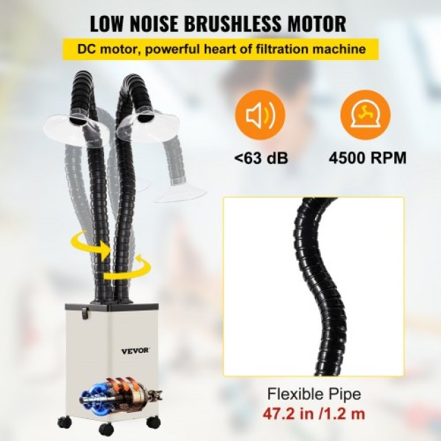 VEVOR Απορροφητήρας Καπνού Κολλήσεων, 150W 106 CFM, 3-Σταδίων Φίλτρα, 3 Ταχύτητες με Σωλήνα για Κολλήσεις, Χάραξη Λέιζερ και DIY Συγκόλληση  YWPYQ150W220VO5NEV2