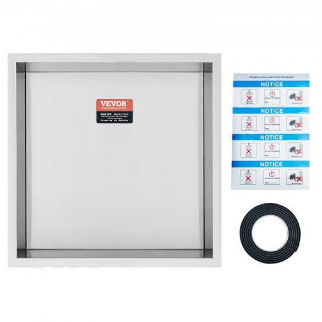 VEVOR Ανοξείδωτη Εσοχή Ντουζιέρας 33x33 εκ. με Διπλά Ράφια για Μπάν...