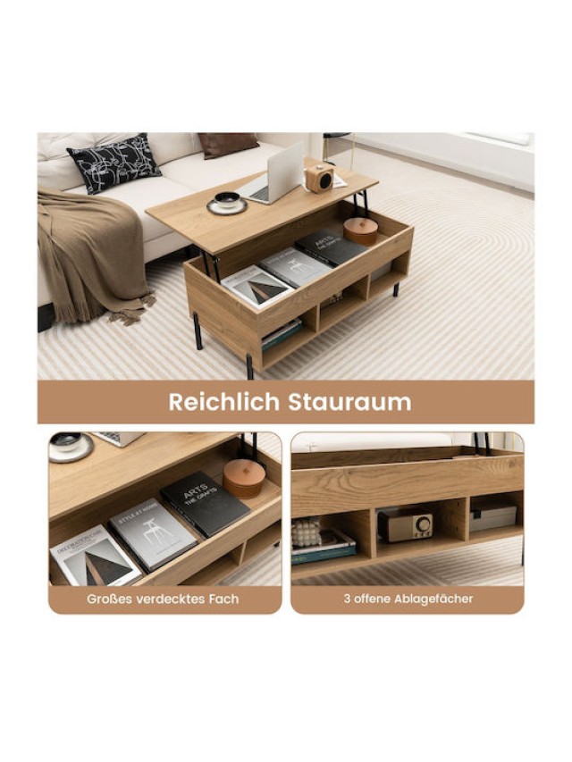 Costway Ρυθμιζόμενο Τραπέζι Σαλονιού 100 x 50 x 45 εκ. με Ανασηκώμε...