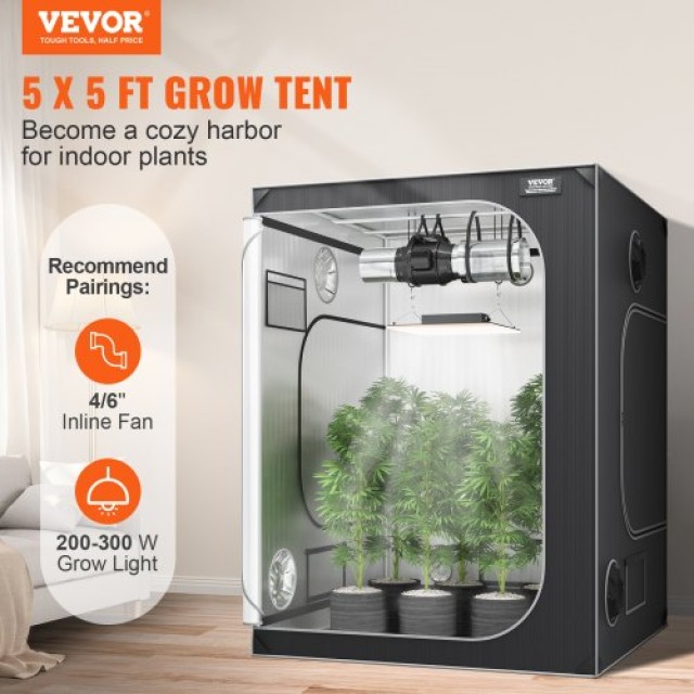 VEVOR Σκηνή Καλλιέργειας 5x5, 2000D Mylar, με Παράθυρο & Δίσκο  ZZZ...