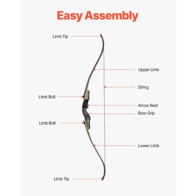 VEVOR Σετ Τόξου Αναψυχής 60in Ξύλινο Αναδιπλούμενο 30 lbs με Βέλη F...