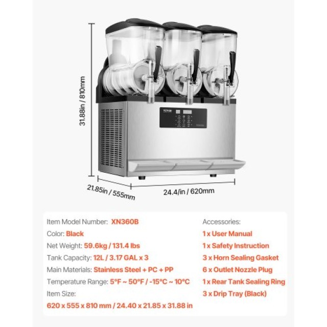VEVOR  Μηχανή Σλάσι 12Lx3 Επαγγελματική  SYXRJX312LSGM5J7ZV2