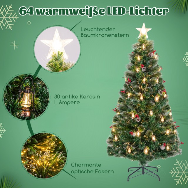 Costway  Τεχνητό Χριστουγεννιάτικο Δέντρο με Φωτισμό, Ζεστά Λευκά L...