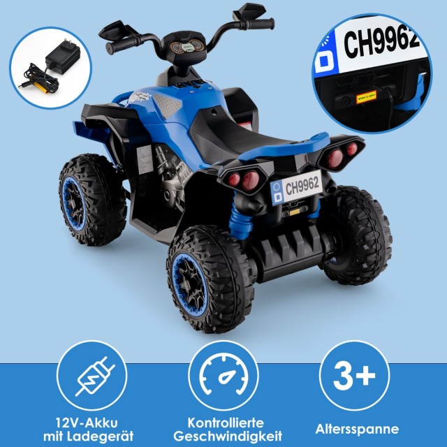 Costway Ηλεκτρικό Παιδικό Quad 12V με Μουσική, Κόρνα και LED Φώτα -...