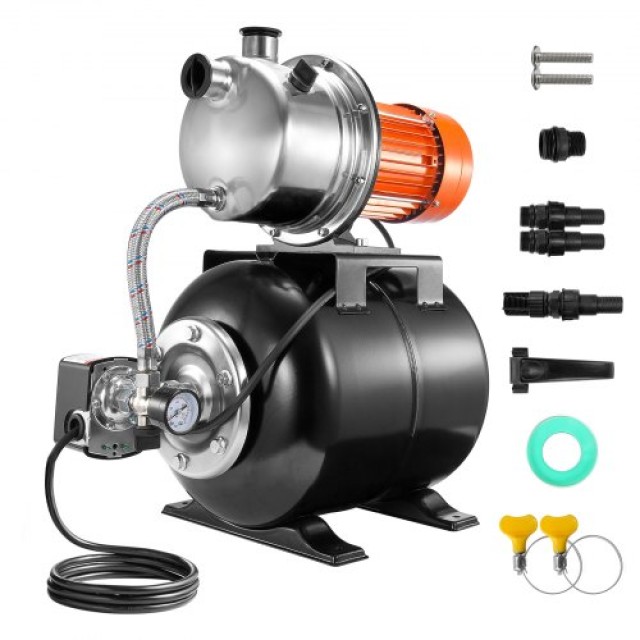 VEVOR  Αντλία Επιφανείας 1.6HP με Δοχείο Πίεσης 1320GPH Αντλία Ενίσ...