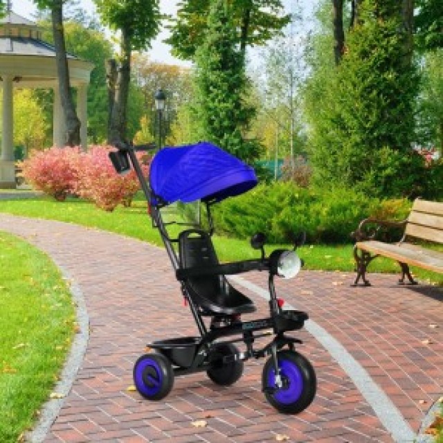 ECOTOYS Παιδικό τρίκυκλο καρότσι 3 σε 1 με περιστρεφόμενο κάθισμα κ...
