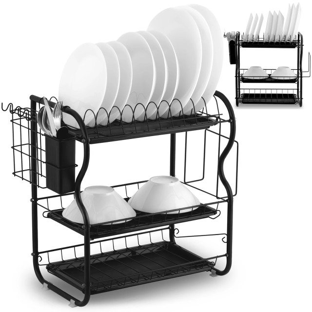 Massido Τριώροφη πιατοθήκη MS-603  μαύρη MS-603-Black