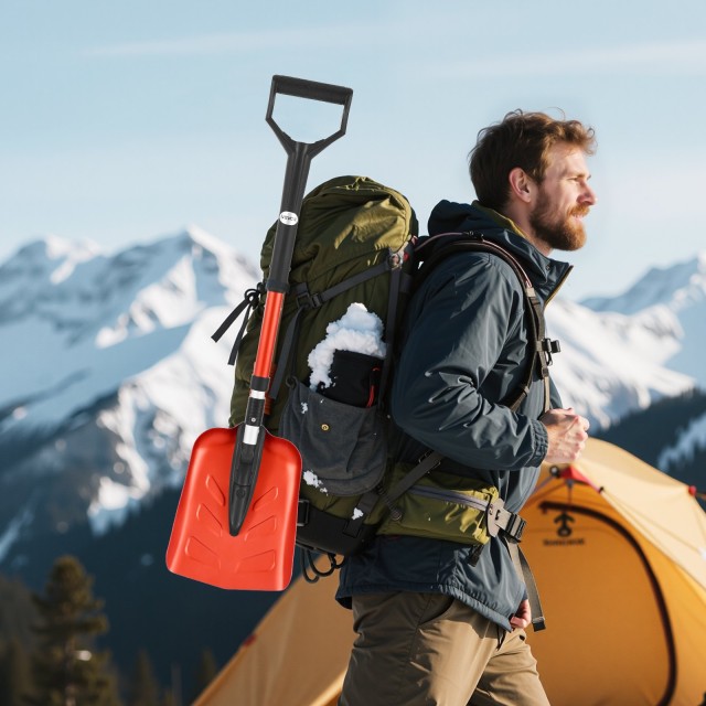 VEVOR Αναδιπλούμενο Φτυάρι Χιονιού 22cm με Ρυθμιζόμενη Λαβή, Ελαφρι...