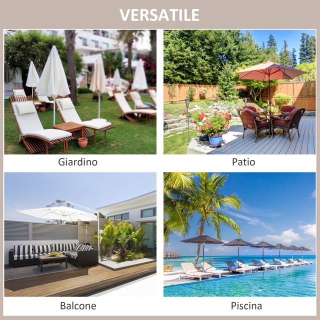 Outsunny Double Roof Garden Parasol 3x3m Cream Bamb 840-026