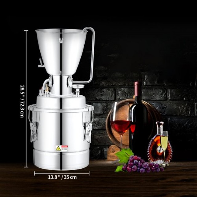 VEVOR  Αποστακτήρας Νερού-Αλκοόλ 8 Gal/30 L, Ανοξείδωτο Ατσάλι 304, Κιτ Οικιακής Απόσταξης με Θερμόμετρο, για Ουίσκι Μπράντι Αιθέρια Έλαια DTZLQB30L220VMNVEV2