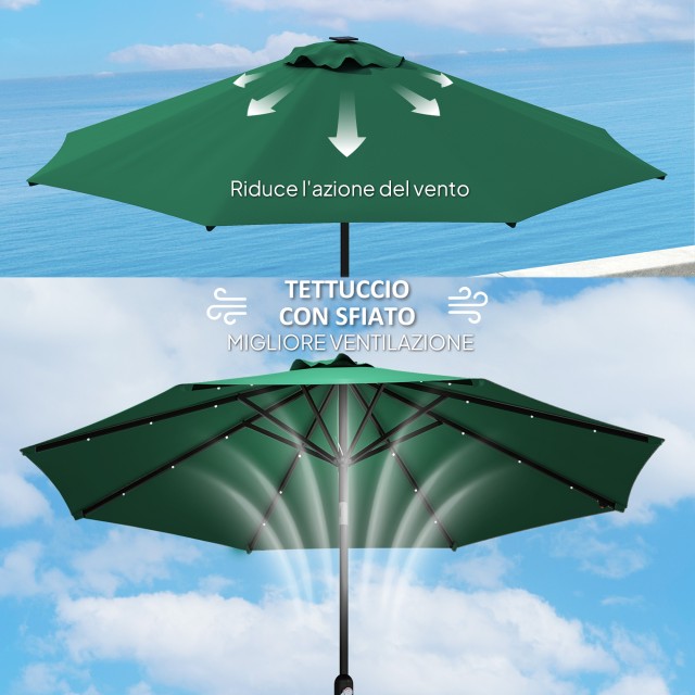 Outsunny Ανταλλακτικό Κάλυμμα για Ομπρέλα 3 μ με 8 Ακτίνες, Πολυεστέρας Αντι-UV 50+, Πράσινο 84D-424V00GN