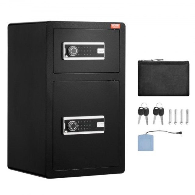 VEVOR Διπλή Πόρτα Χρηματοκιβώτιο 4.5 cu.ft με Κλειδαριά & Κωδικό, Ανθεκτική Τσάντα, Μαύρο  LMBXXLS452CU8Z59AV9