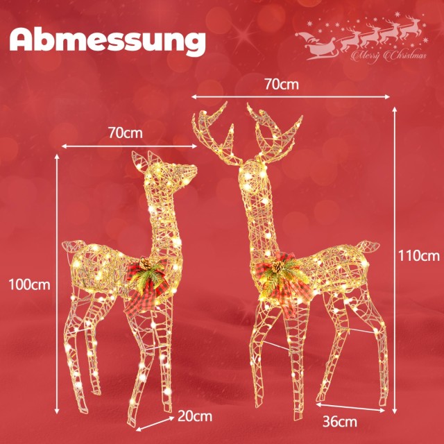 Costway Φωτιζόμενο Σετ Οικογένειας Χριστουγεννιάτικων Ταράνδων με 2...