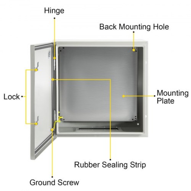 VEVOR NEMA Χαλύβδινο Κουτί 24x24x8 NEMA 4X, IP66 Αδιάβροχο & Ανθεκτ...